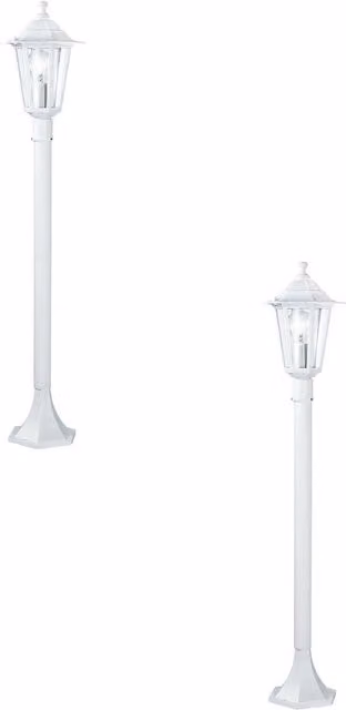 Loops 2 Pack White Aluminium IP44 Outdoor Bollard Lanterns for Garden with E27 Bulb Holder