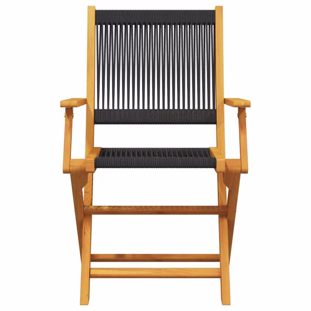 Berkfield Home Beautiful Set of 4 Black Acacia Wood Folding Garden Chairs – 4