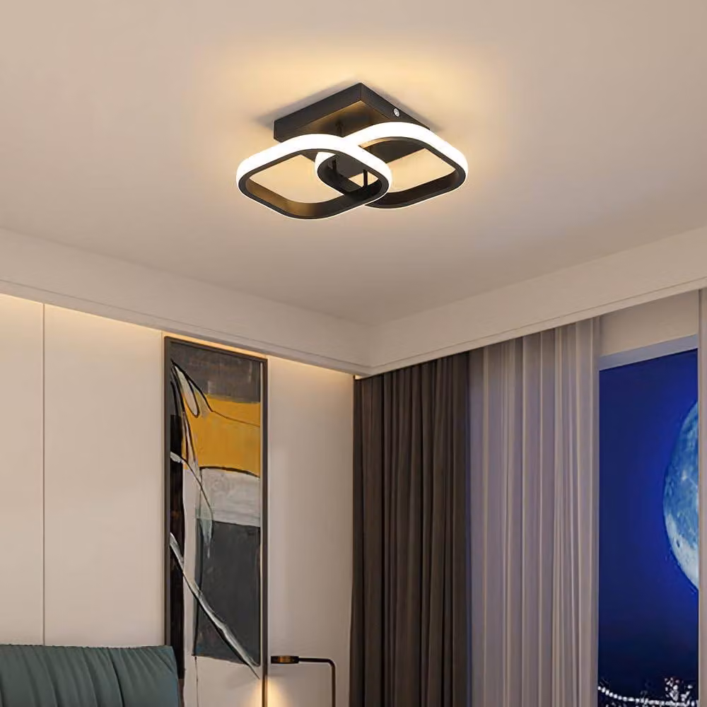 Goeco Modern Square LED Ceiling Light, 22W, 3000K Warm White, Black – 2