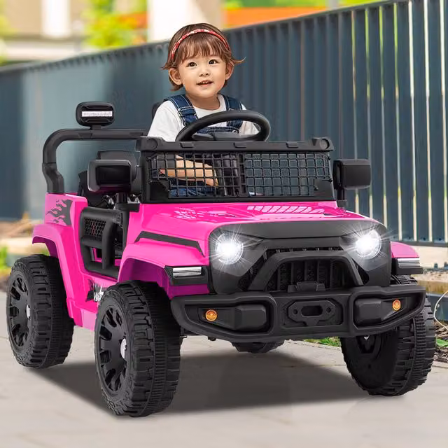 Costway Kids Electric Ride on Truck Car with Remote Control and Light and Sound Effects, Pink