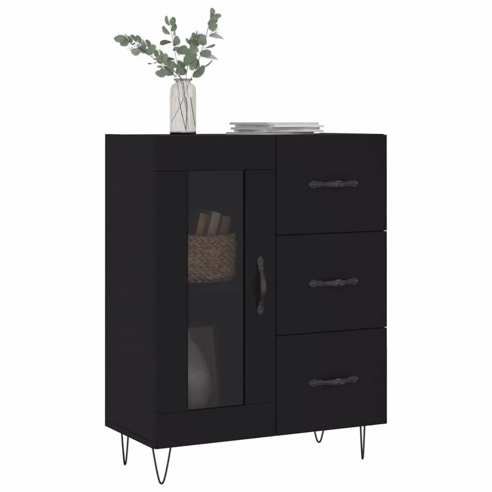 Berkfield Home Black Matt Sideboard W: 69.5 cm, D: 34 cm, H: 90 cm – 3