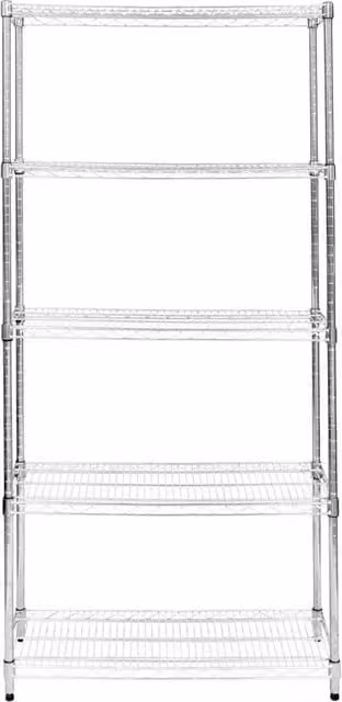 Kukoo Silver Metal Wire Racking with Adjustable Shelves, W/D/H: 90 x 45 x 180 cm – 1