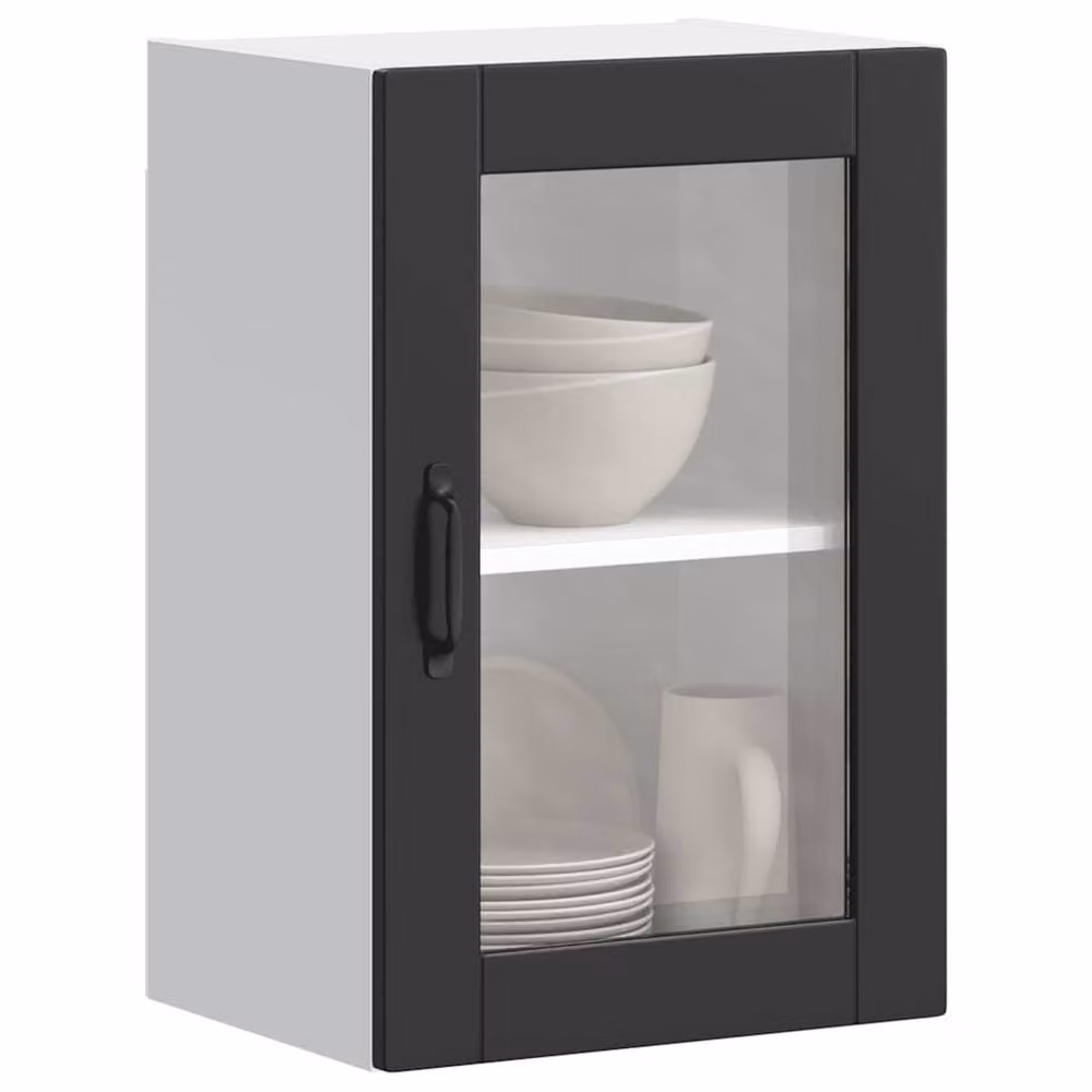 Berkfield Home Porto Modern Kitchen Wall Cabinet with Glass Doors in Matt Black – 2