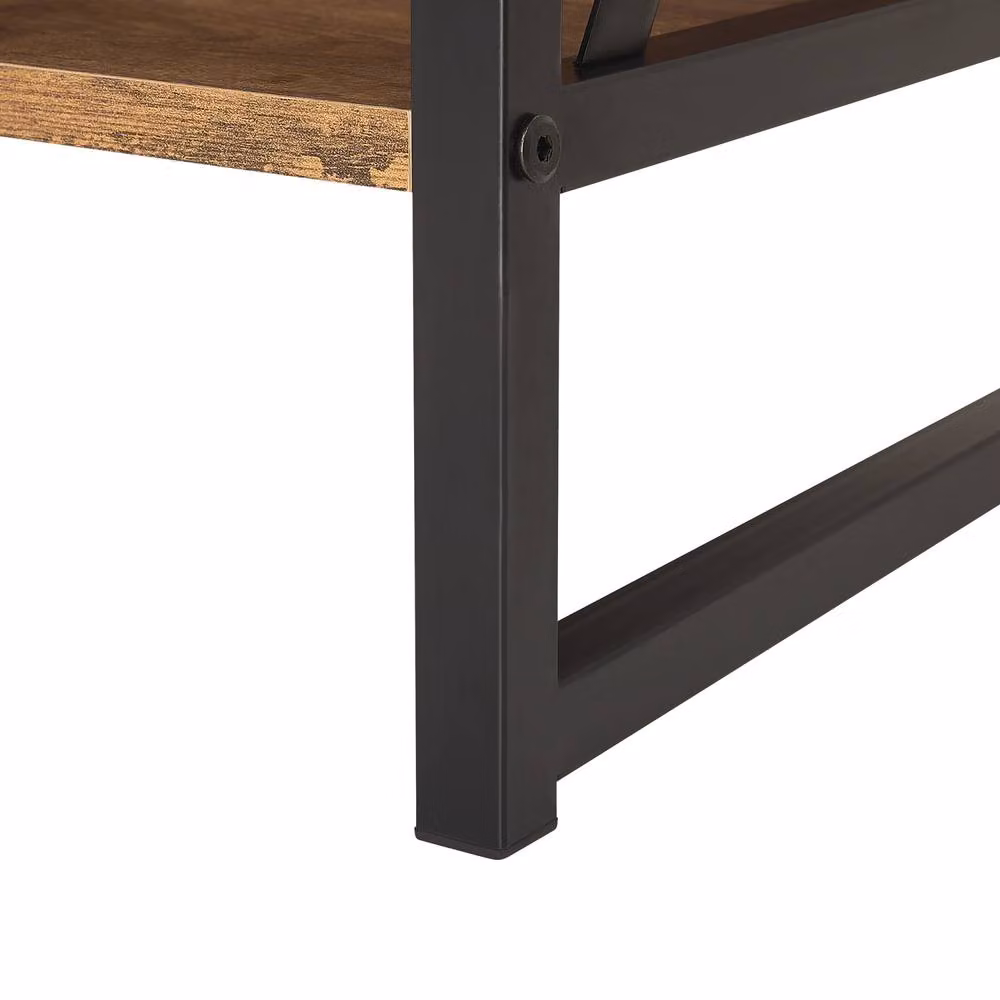 Wyld and Coco Industrial TV Stand in Brown with 4 Shelves, W/D/H: 120 x 51 x 57 cm – 7