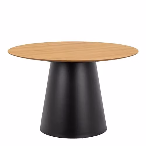 Furniture To Go Soli Round Dining Table in Oak and Black with 4 Darlene Grey Swivel Dining Chairs with Armrests, W: 120 cm, D: 75 cm, H: 79 cm – 2