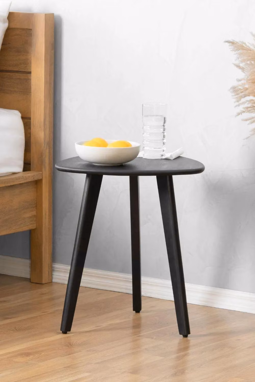 MH London Armstrong Triangle Solid Mango Wood Accent Side Table in Black – 3