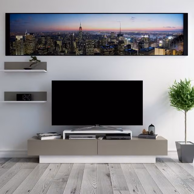 Decorotika Lusi Modern TV Unit in White and Grey for TVs up to 72 inch, W: 180 cm