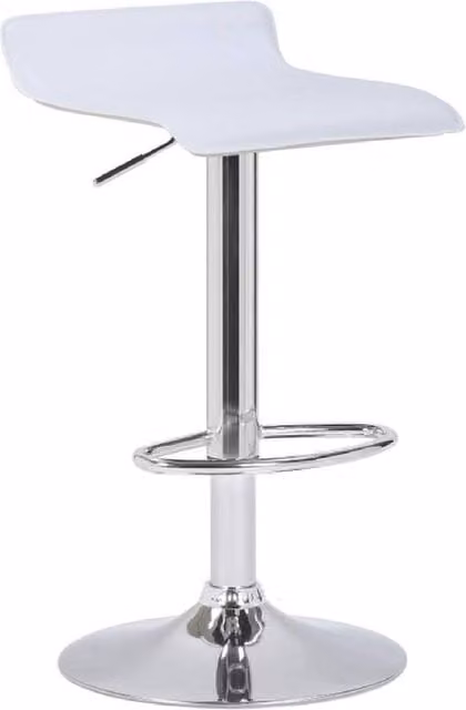 netfurniture Tempy height adjustable breakfast bar stool with white synthetic leather padded seat and metal frame