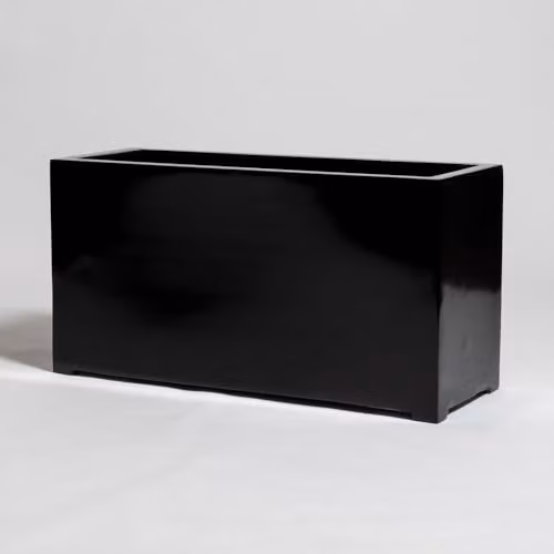Primrose Black Gloss Polystone Trough Planter, W: 80 cm, D: 40 cm, H: 30 cm