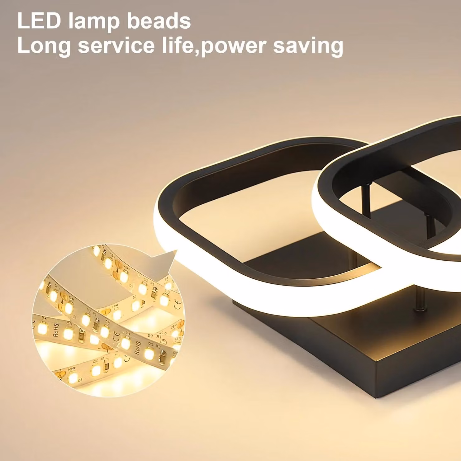 COMELY Modern Square LED Ceiling Light, 22W, Warm White 3000K, Black – 7