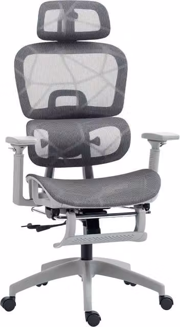 Rolipo Ergonomic Grey Fabric Office Chair with Headrest and Multi-Directional Adjustments – 1