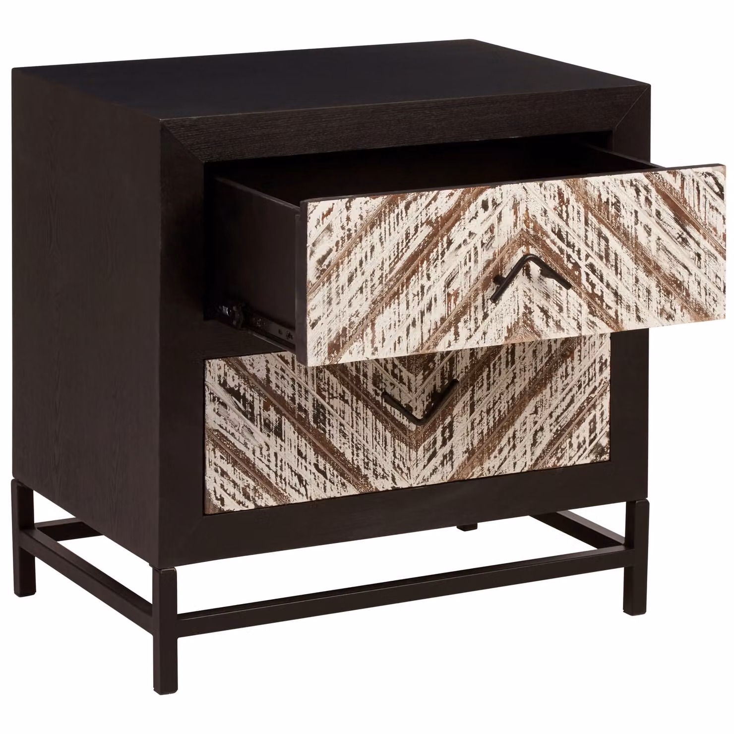 Orsina Industrial 2 Drawer Bedside Table in Black and Brown – 2