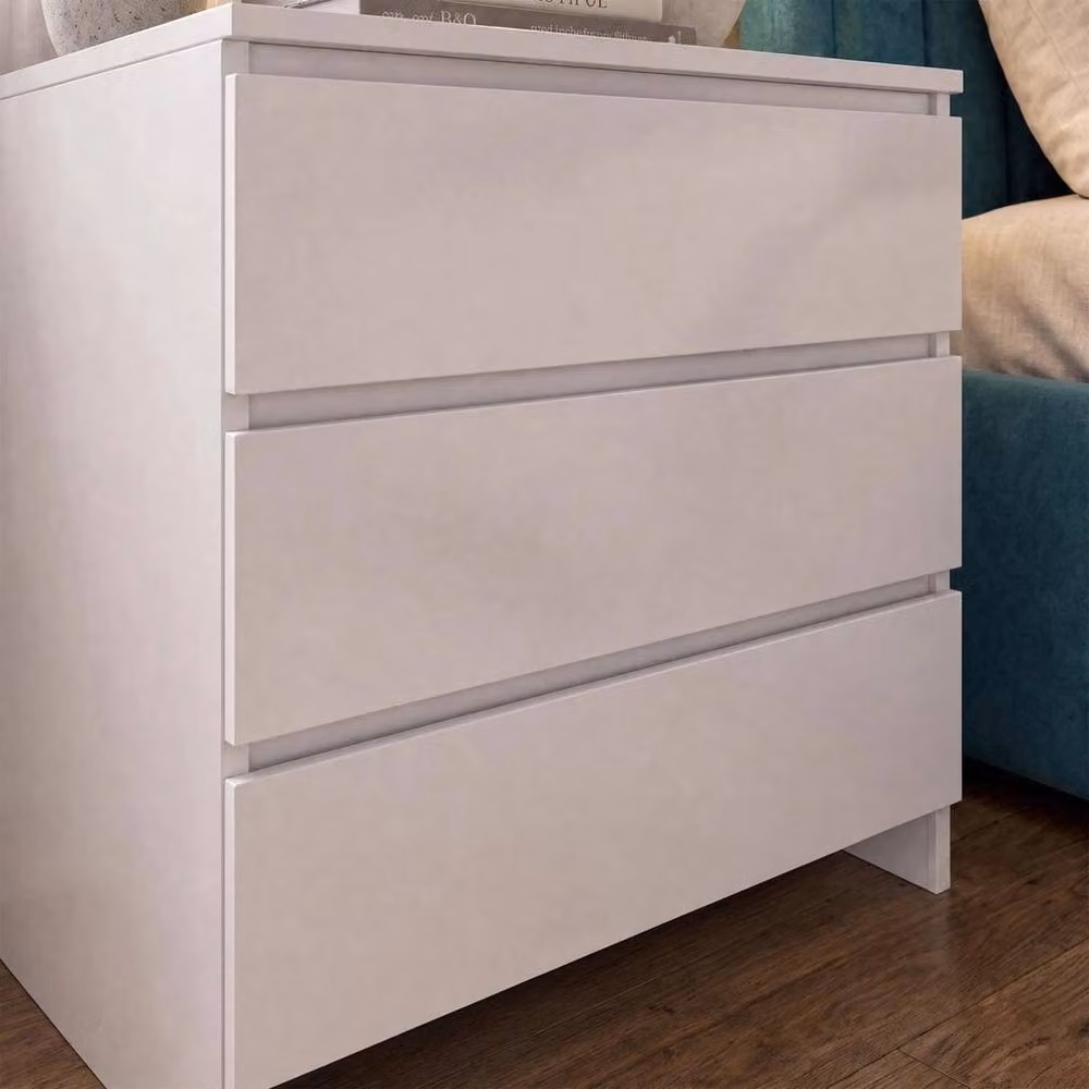 KORVIXA White 3 Drawer Chest of Drawers for Bedroom Storage – 3