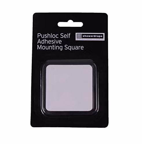 Showerdrape Pushloc Self Adhesive Mounting Square in Transparent – 3