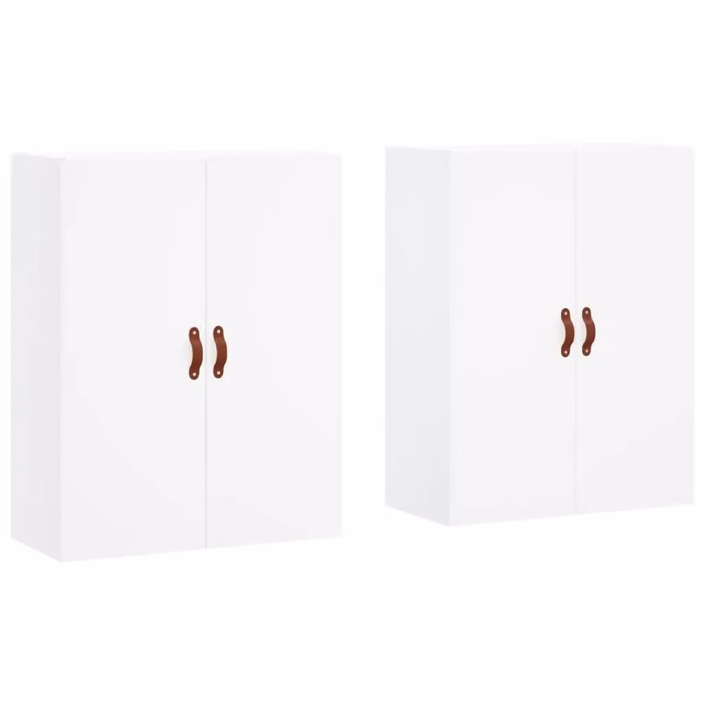 Berkfield Home Set of 2 White Wall Mounted Cabinets with Hinged Doors, W/D/H: 69.5 x 34 x 90 cm