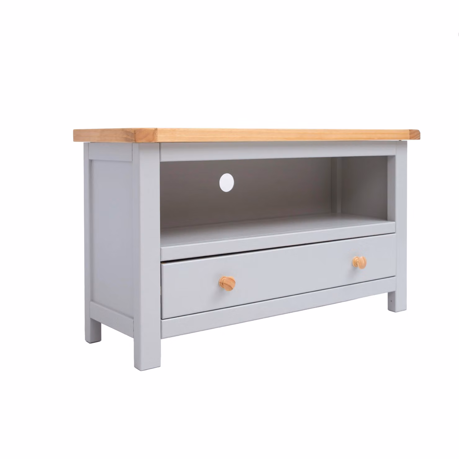 Cabinet Bits Argenta Light Grey 1 Drawer TV Cabinet in Waxed Pine Wood – 2
