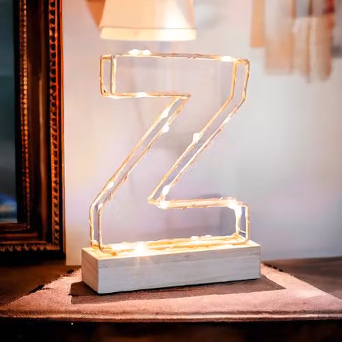 Echo Three LED Alphabet Wire Frame Letter Light Z in Gold, H: 22.0 cm, W: 16.0 cm, D: 5.0 cm – 2