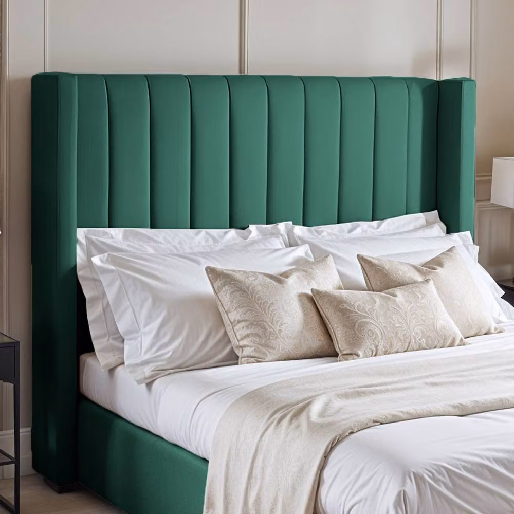 UK Bed Furniture Barcelona Green Velvet Upholstered Gas Lift Storage Bed with 48 Inch Headboard, Size: 180 x 200 cm – 2