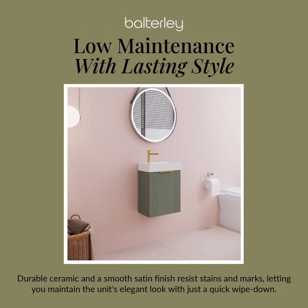 Balterley Green Wall Mounted Bathroom Vanity Unit with Gold Soft Close Doors – 3