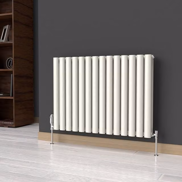 Lux Heat Oval Horizontal Double Radiator in White, W: 78 cm, H: 60 cm