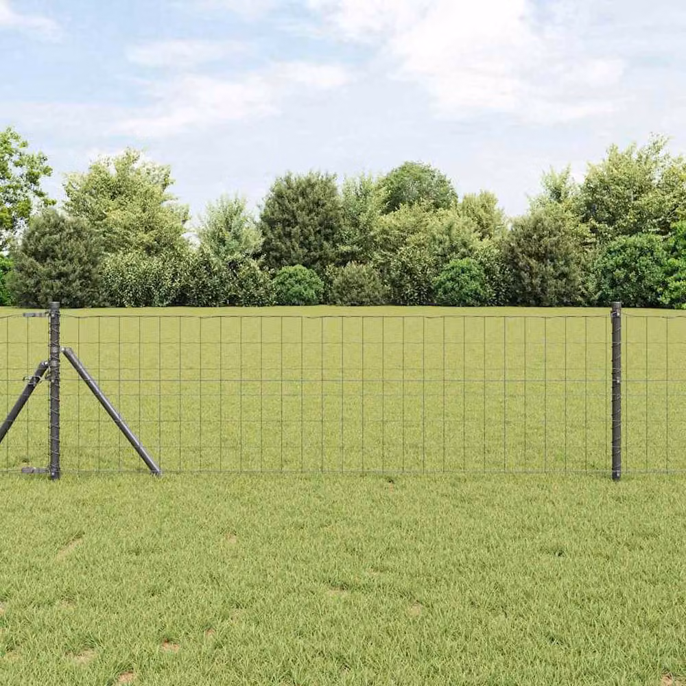 Berkfield Home Modern Euro Steel Fence, Grey, 0.4 x 25 m – 2