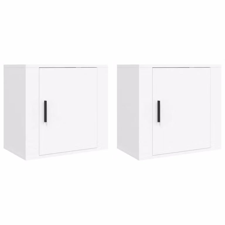 Berkfield Home Wall-mounted Bedside Cabinets, 2 Piece, White, W: 50 cm, D: 30 cm, H: 47 cm
