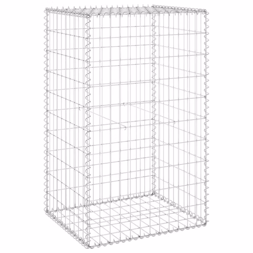 Berkfield Home Galvanised Steel Gabion Wall with Covers in Silver, W: 60 cm, D: 50 cm, H: 100 cm – 2