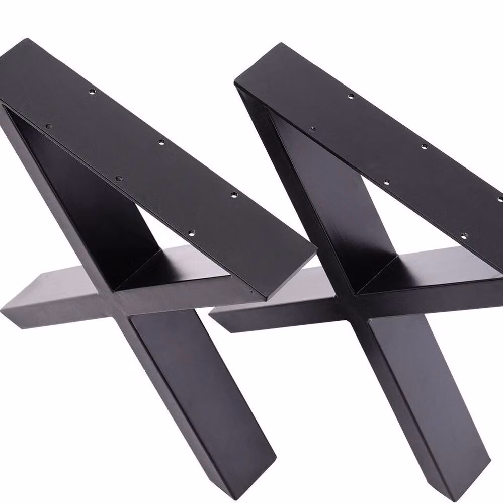 Kelvenix Heavy Duty Metal X Cross Shape Table Legs in Matt Black, W/D/H: 52 x 7 x 71 cm – 3