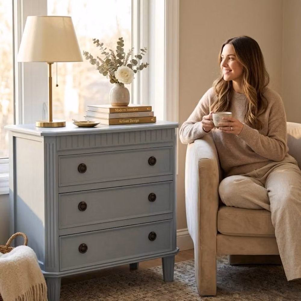 Minster Stylish Living Ltd 3 Drawer Chest of Drawers in Blue, W: 60 cm, D: 40 cm, H: 78 cm – 4