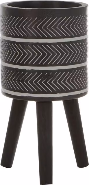 Orsina Darnell Small Geometric Tabletop Planter in Black, White and Brown