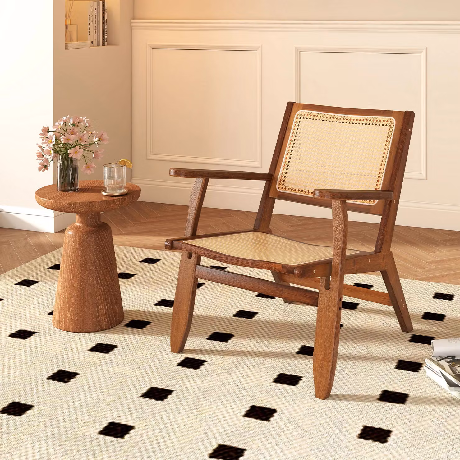 Gymax Boho Rattan Accent Chair in Brown Walnut with Armrests – 3