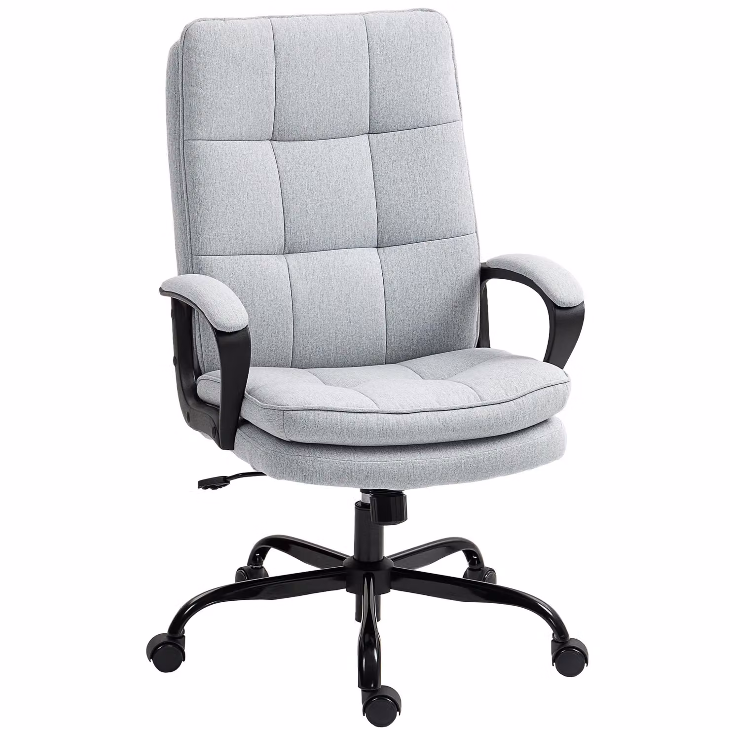 HOMCOM Light Grey Fabric Office Task Chair with Armrests and 360 Degree Swivel – 2