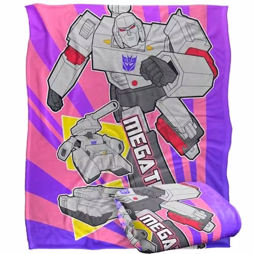 Hasbro Transformers Big Megatron Silky Touch Fleece Blanket, White and Multicolour, W/D/H: 152 x 127 cm