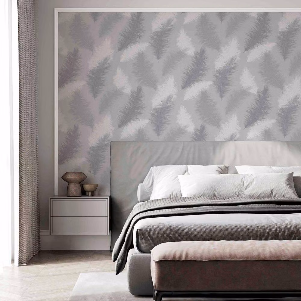 Arthouse Sussurro Abstract Feather Wallpaper in Grey – 3