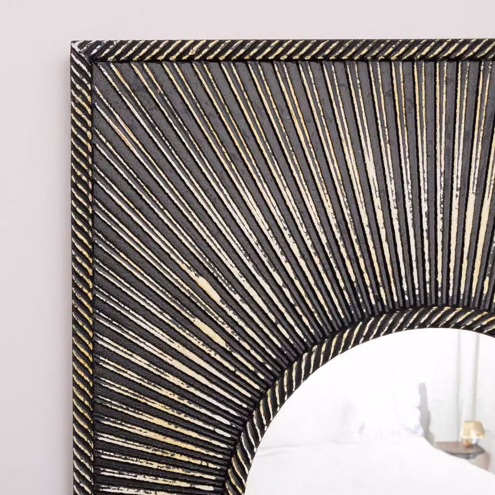 Melody Maison Art Deco Rectangular Wall Mirror in Black and Gold, W: 60 cm, H: 80 cm – 2