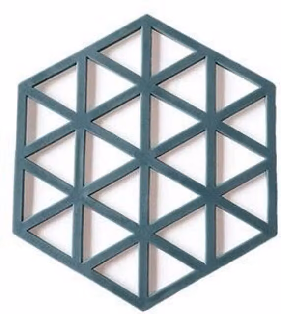 Latto Home Set of 4 Green Hexagon Silicone Trivet Mats with Hanging Loop