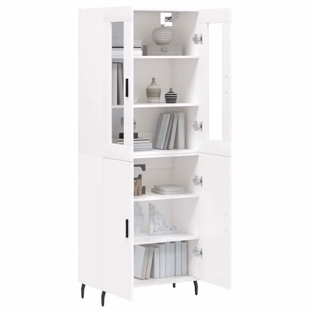Berkfield Home Modern White Highboard with Hinged Doors and Internal Shelves, W/D/H: 69.5 x 34 x 180 cm – 2