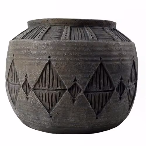 Botanik Luxury Geometric Ceramic Indoor Planter Cachepot in Rustic Square Design, H 37.0 cm x W 27.0 cm x D 27.0 cm – 1