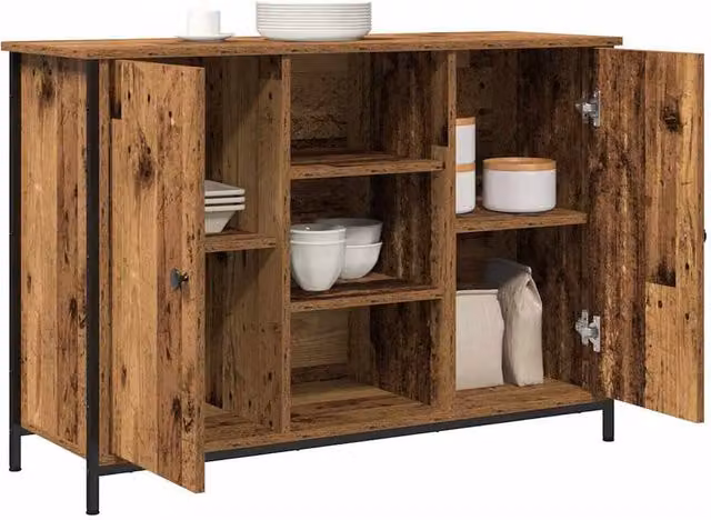 Berkfield Home Industrial Sideboard in Brown, Engineered Wood and Steel, W/D/H: 100 x 35 x 70 cm