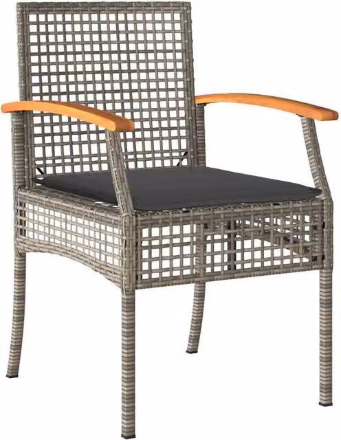 Berkfield Home Beautiful 5 Piece Grey Poly Rattan Garden Dining Set with Cushions