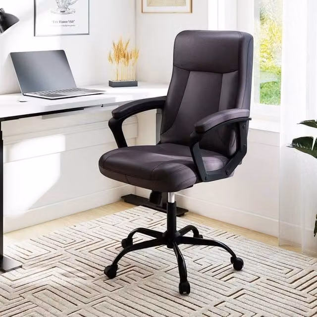 NESTLUNE Grey Synthetic Leather Executive Office Task Chair with 360 Degree Swivel and Headrest, W/D/H: 100 x 100 x 100 cm – 1