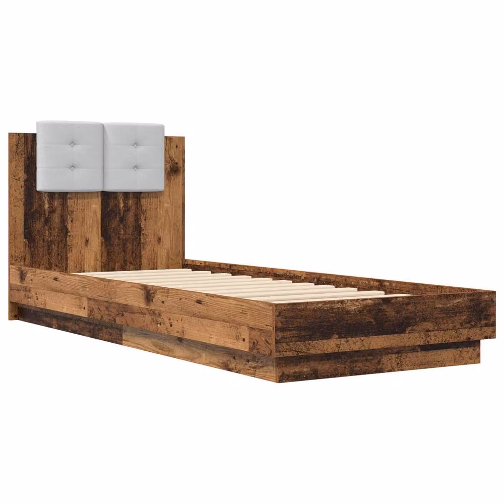 Berkfield Home Modern Bed Frame with Under-Bed LED Lighting in Brown Engineered Wood, W: 80 cm, L: 200 cm – 2