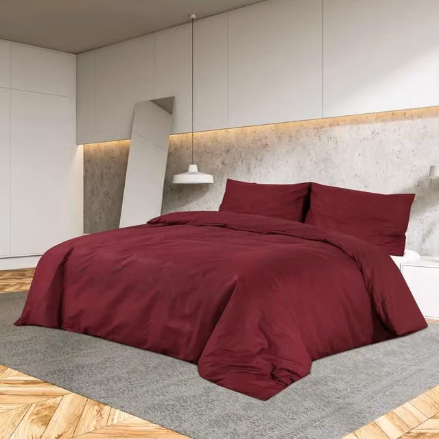 Berkfield Home Cotton Duvet Cover and Pillowcase Set, Red, W: 140 cm, L: 200 cm – 1