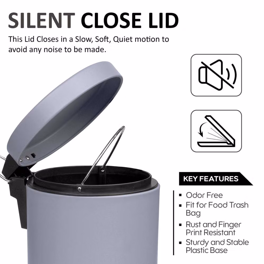 Crystals Stainless Steel 3 Litre Pedal Bin in Grey – 4