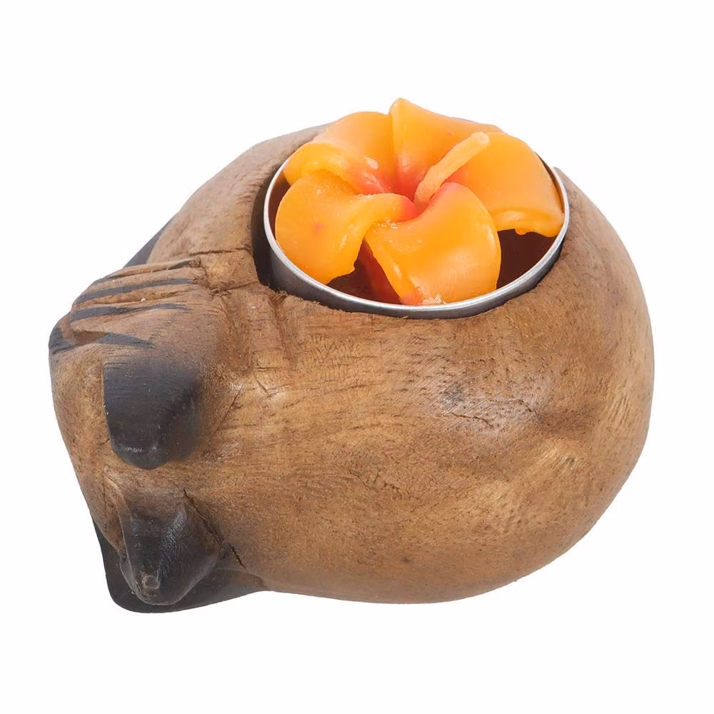 Something Different Brown Wooden Cat Tealight Holder – 2