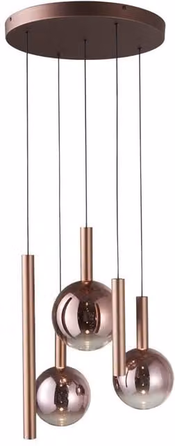 Netlighting Camino Cluster Pendant Light in Copper with 5x LED, 3000K Warm White and 3-Step Dimming