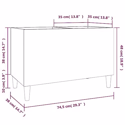 vidaXL Classic Record Cabinet in Brown Oak, W/D/H: 74.5 x 38 x 48 cm – 3