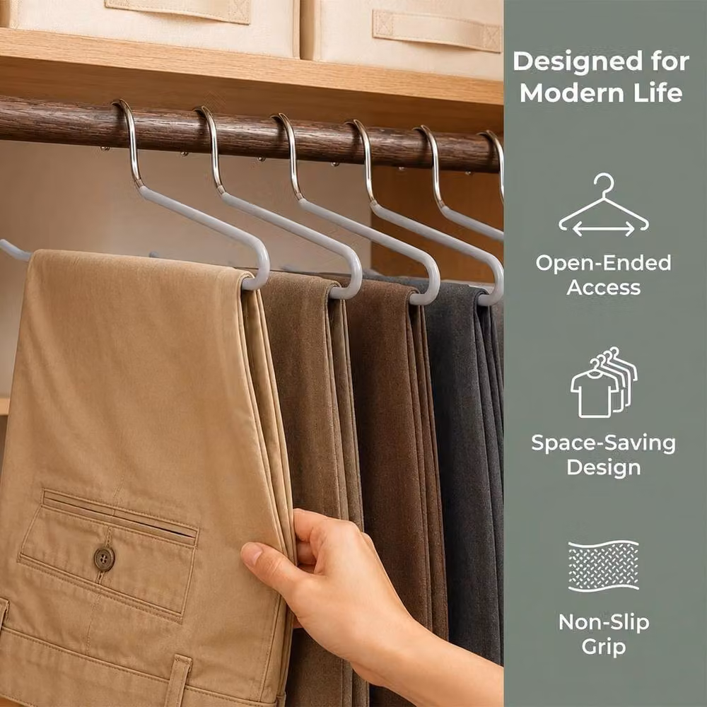 Havendro 10 Metal Open-Ended Space-Saving Hangers in Light Grey – 2