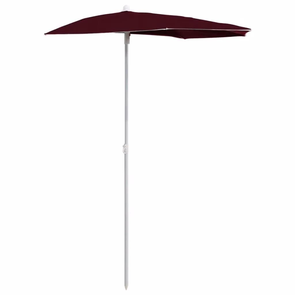 Berkfield Home Garden Half Parasol with Pole, Red, W/D: 180 x 90 cm – 2