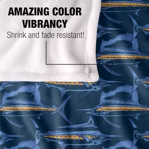 JQ Licensing Billfish Fishing Pattern Super Soft Fleece Throw Blanket, White, W/D: 152 x 127 cm – 3